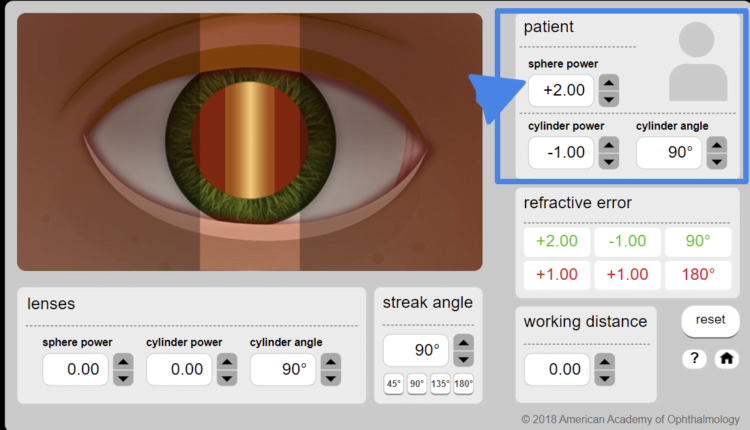 Retinoscope simulator