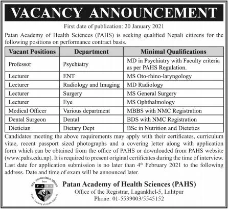 Vacancy PAHS