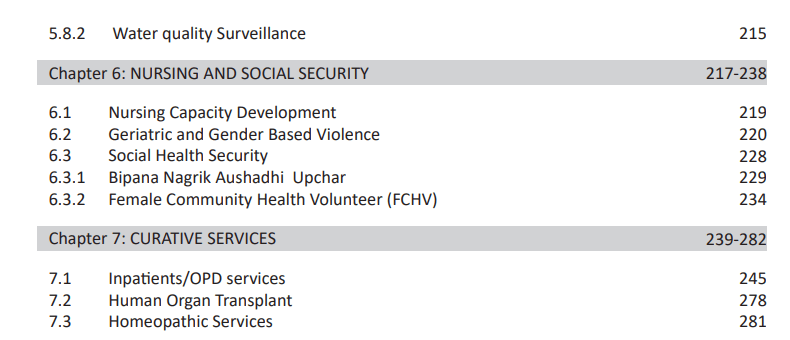 Contents of DOHS annual Report