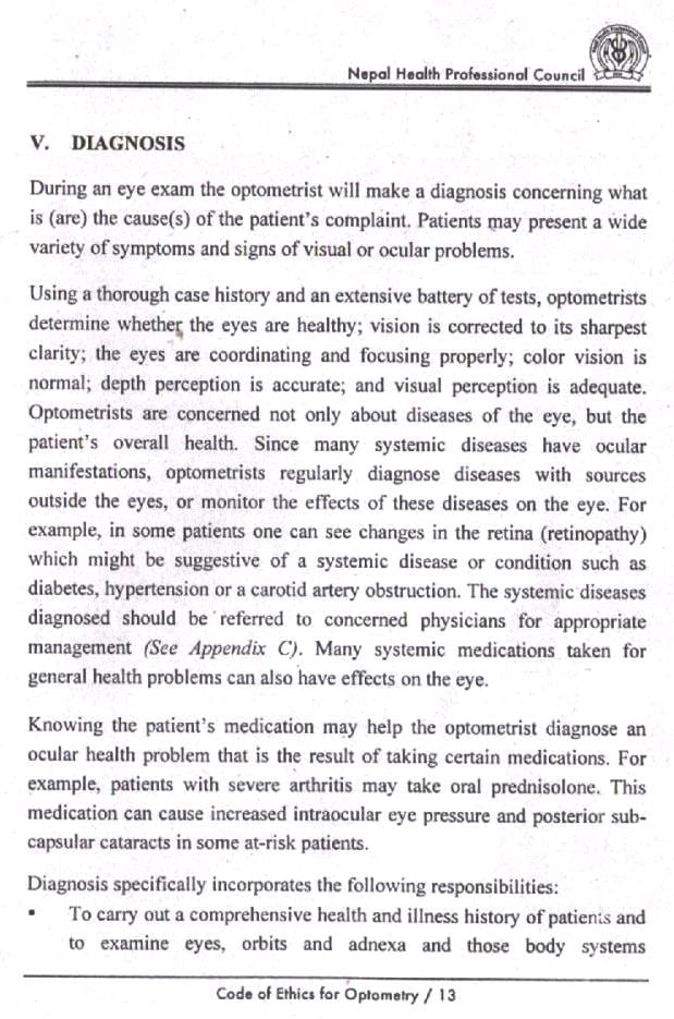 Scanned copy of Optometrist code of ethics NHPC