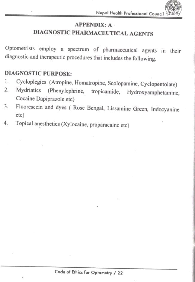 Scanned copy of Optometrist code of ethics NHPC