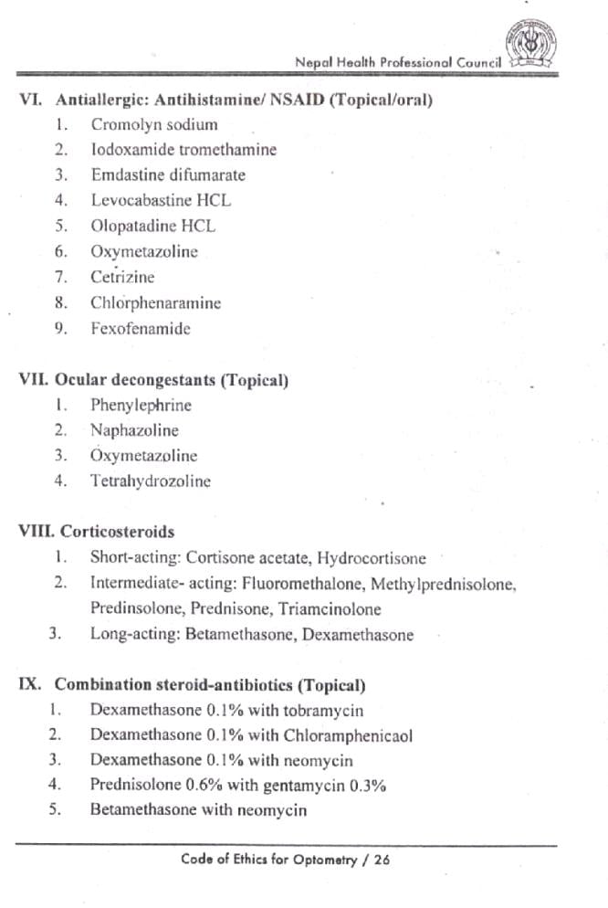 Scanned copy of Optometrist code of ethics NHPC