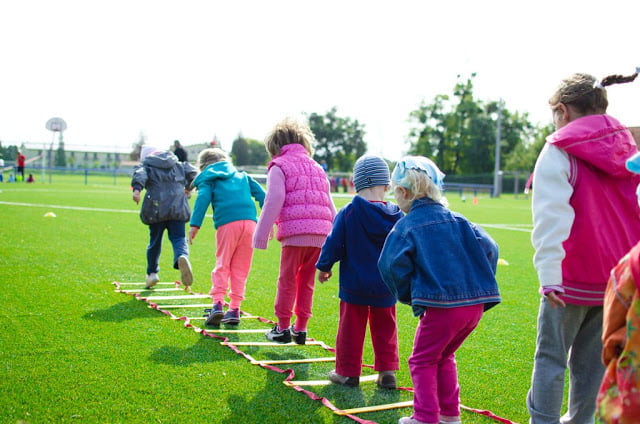 children playing at garden