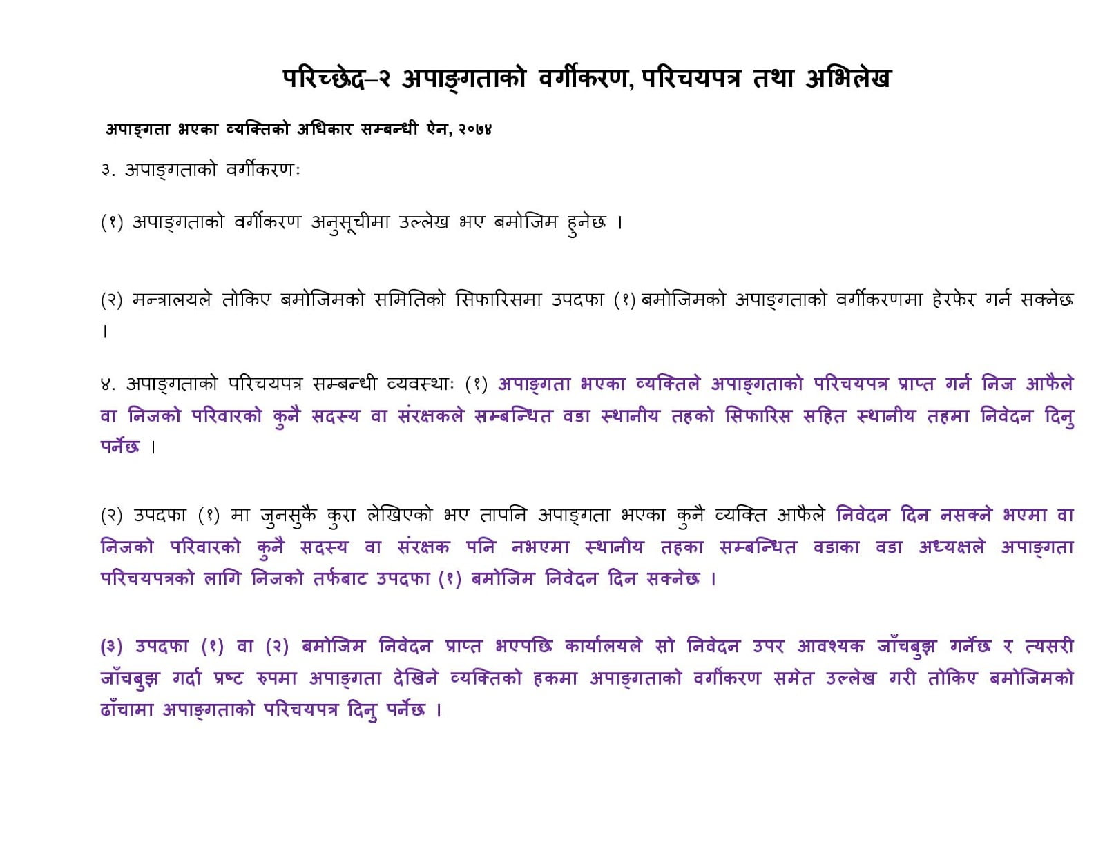 Law of Nepal for Blindness